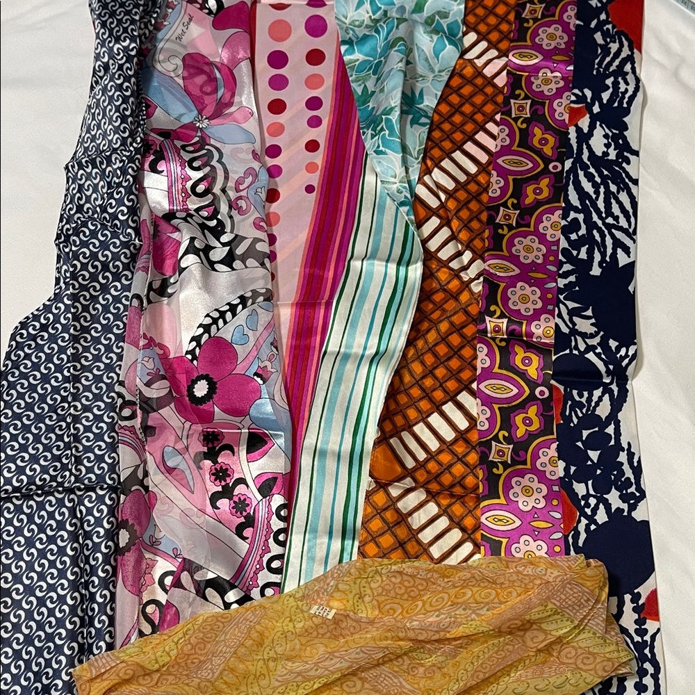 Vintage Multicolor Scarves & Wraps Bundle of 8